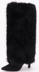 Marriana Faux Fur High Heel Boots - Black