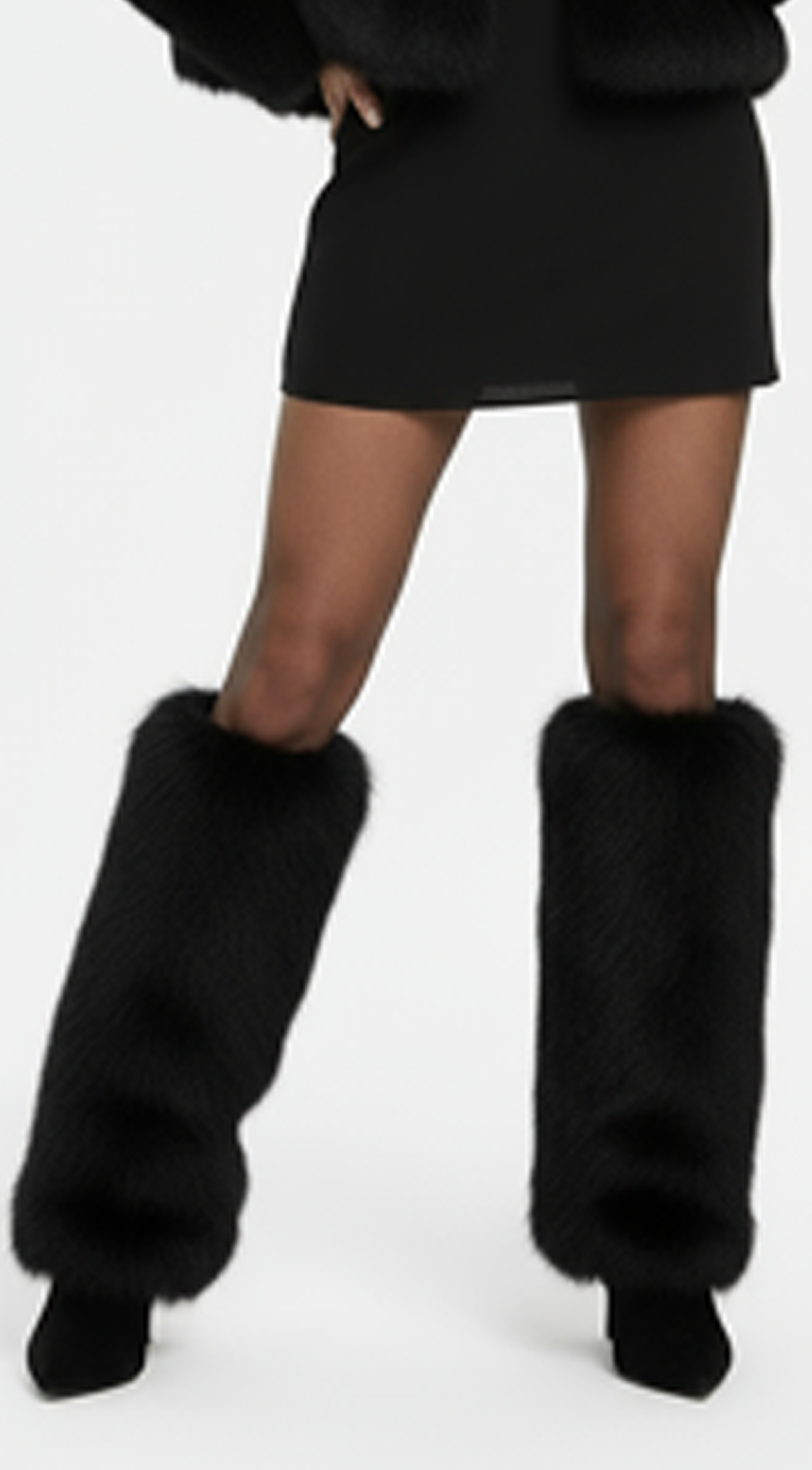 Marriana Faux Fur High Heel Boots - Black