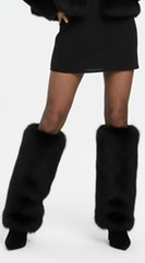 Marriana Faux Fur High Heel Boots - Black