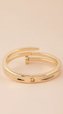Double Wrap Nail Bangle - Gold