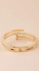 Double Wrap Nail Bangle - Gold