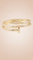 Double Wrap Nail Bangle - Gold