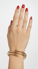 Double Wrap Nail Bangle - Gold
