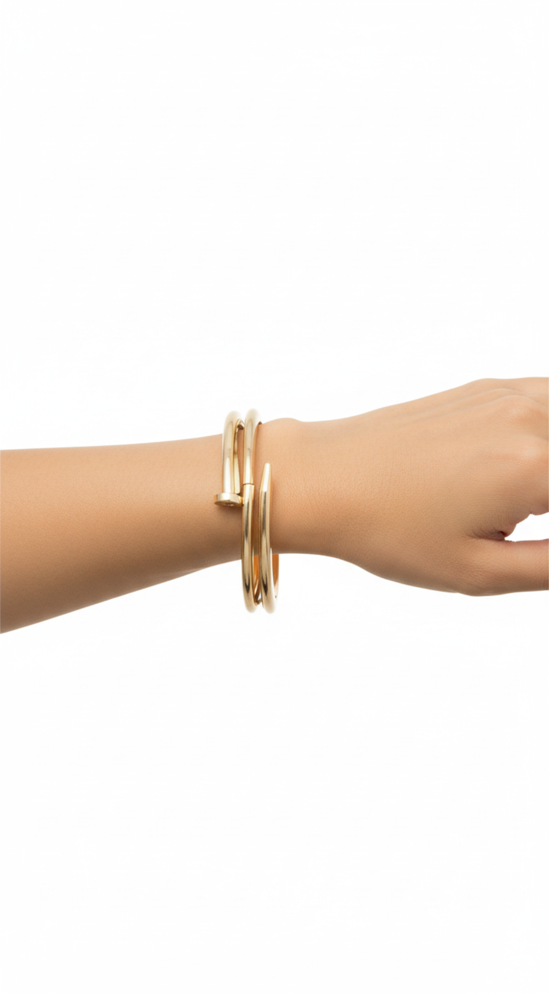 Double Wrap Nail Bangle - Gold