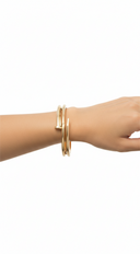 Double Wrap Nail Bangle - Gold