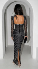 Molly Rhinestone Maxi Dress - Black