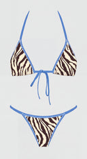 Zahara Zebra Contrast Bikini Set - Blue Multi