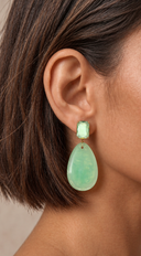 Zaria Teardrop Stone Crystal Drop Earrings - Mint