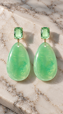 Zaria Teardrop Stone Crystal Drop Earrings - Mint