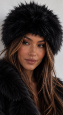 Emma Furry Headband Earmuff - Black