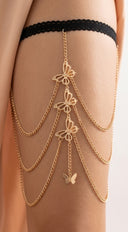 Butterfly Cascade Thigh Chain - Gold
