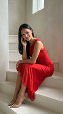 Ascent Off Shoulder Maxi Dress - Red