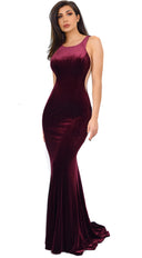 Ginevra Burgundy Velvet Gown styled outfit flat lay