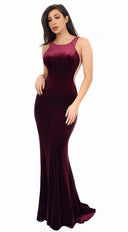 Ginevra Burgundy Velvet Gown close-up of velvet texture