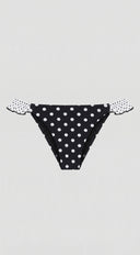 Tulum Ruffle Polka Dot Bikini Set in Black side profile view on model