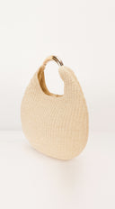 Sunhaven Faux Straw Metal Handle Hobo bag - Beige