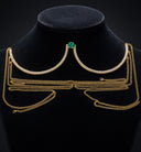 Luminous Green Crystal Bra Chain - Gold