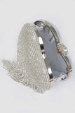 Rhinestone Silver Fringe Mini Clutch Bag