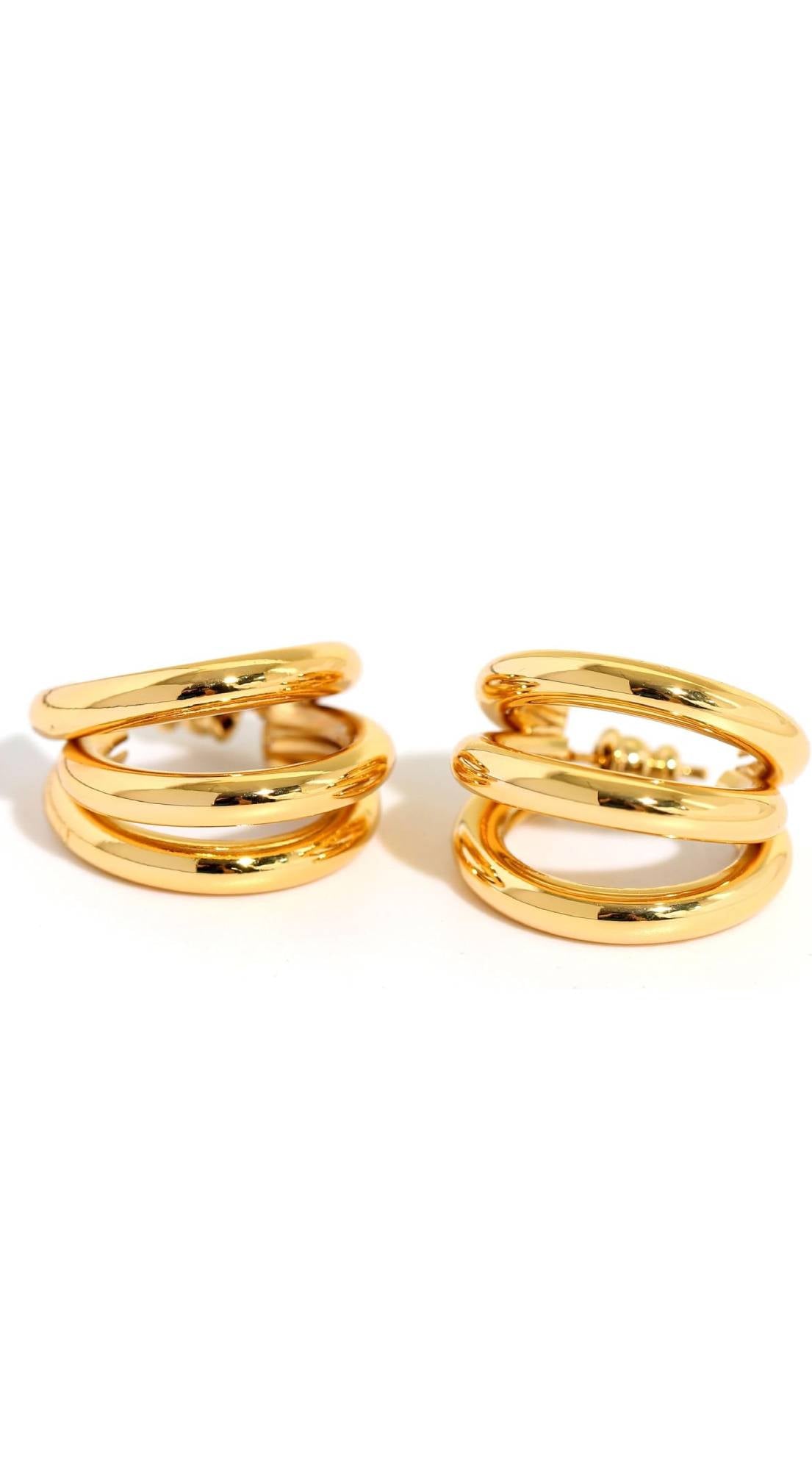 Joi Triple Layered Tube Hoop Earrings - Gold