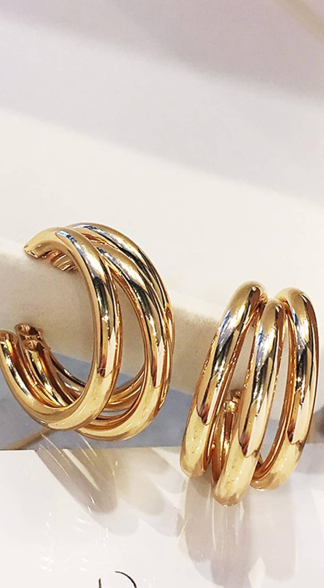 Joi Triple Layered Tube Hoop Earrings - Gold