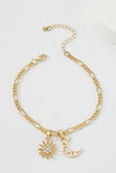 Sun Moon Gold Chain Anklet