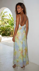 Floravie Watercolor Floral Maxi Dress - Green Multi