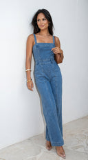 Evolet Denim Jumpsuit - Blue
