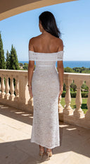 Florencia Lace Off-Shoulder Maxi Dress - White