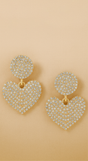 Lux Heart Rhinestone Earrings - Gold