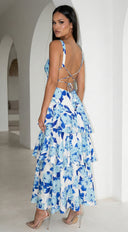 Aurelisse Floral Ruffled Maxi Dress - Blue