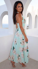 Corlina Floral Maxi Dress - Mint Blue