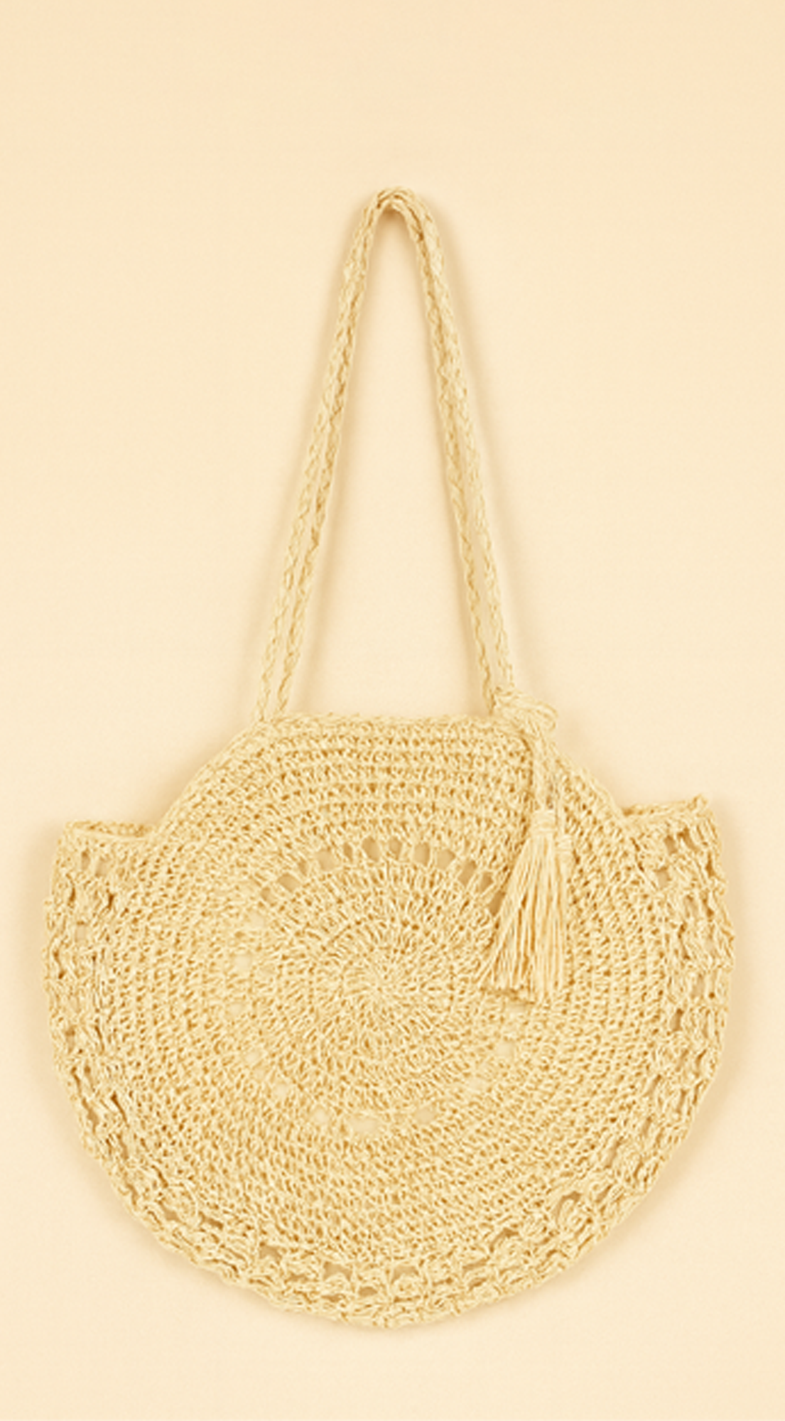 Circle Straw Summer Tote Bag - Ivory