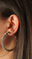 Mimi Rhinestone Hoop Earrings - Silver