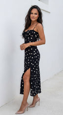 Romelia Polka Dot Maxi Dress - Black