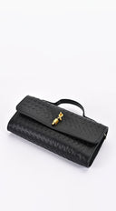 Milano Woven Clutch Handbag - Black