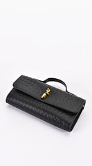 Milano Woven Clutch Handbag - Black