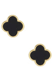 Black Gold Dipped Clover Stud Earrings