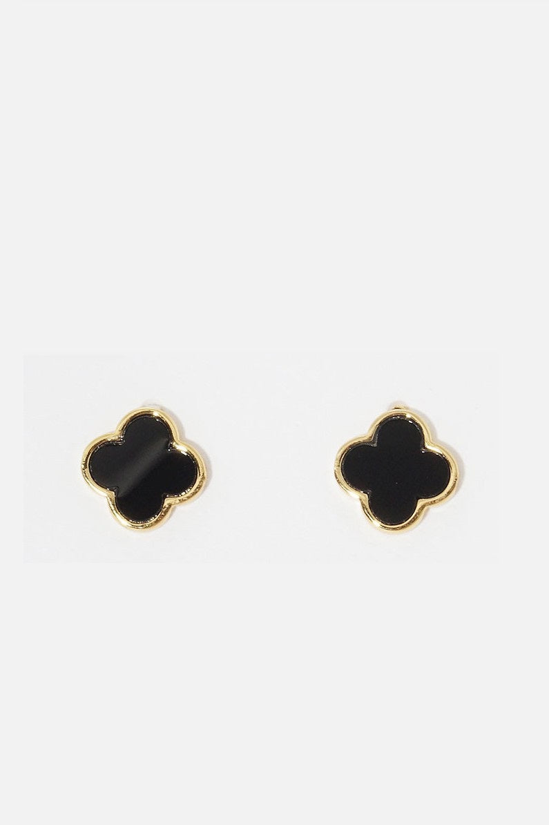 Black Gold Dipped Clover Stud Earrings