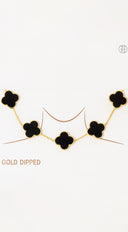 Eternal Gold Dipped Clover Necklace - Black