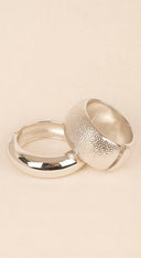 Gilded Duo Two Piece Set Metal Bangle - Silver
