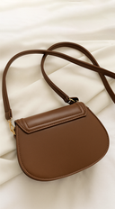 Faux Leather Crossbody Bag - Brown