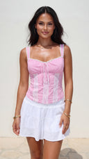 Calypsea Crinkle Gauze Tiered Mini Skort - White