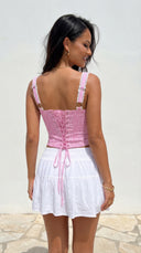 Kiora Gingham Corset Top - Pink