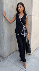 Veloria Contrast Textured Wrap Set - Black