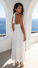 Aurevia Drape Seashell Slit Maxi Dress - Off White