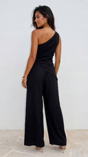 Caldera Linen One Shoulder Set - Black