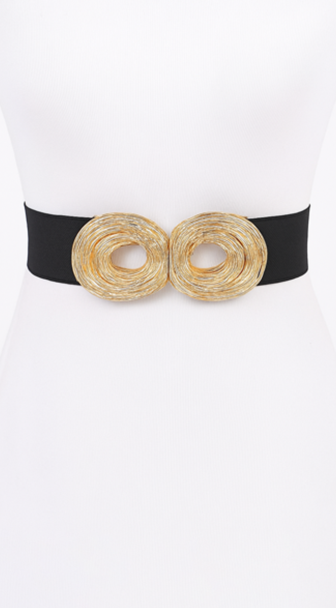 Uma Gold Metal Buckle Elastic Belt - Black