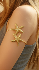 Metal Starfish Arm Cuff Bracelet - Gold
