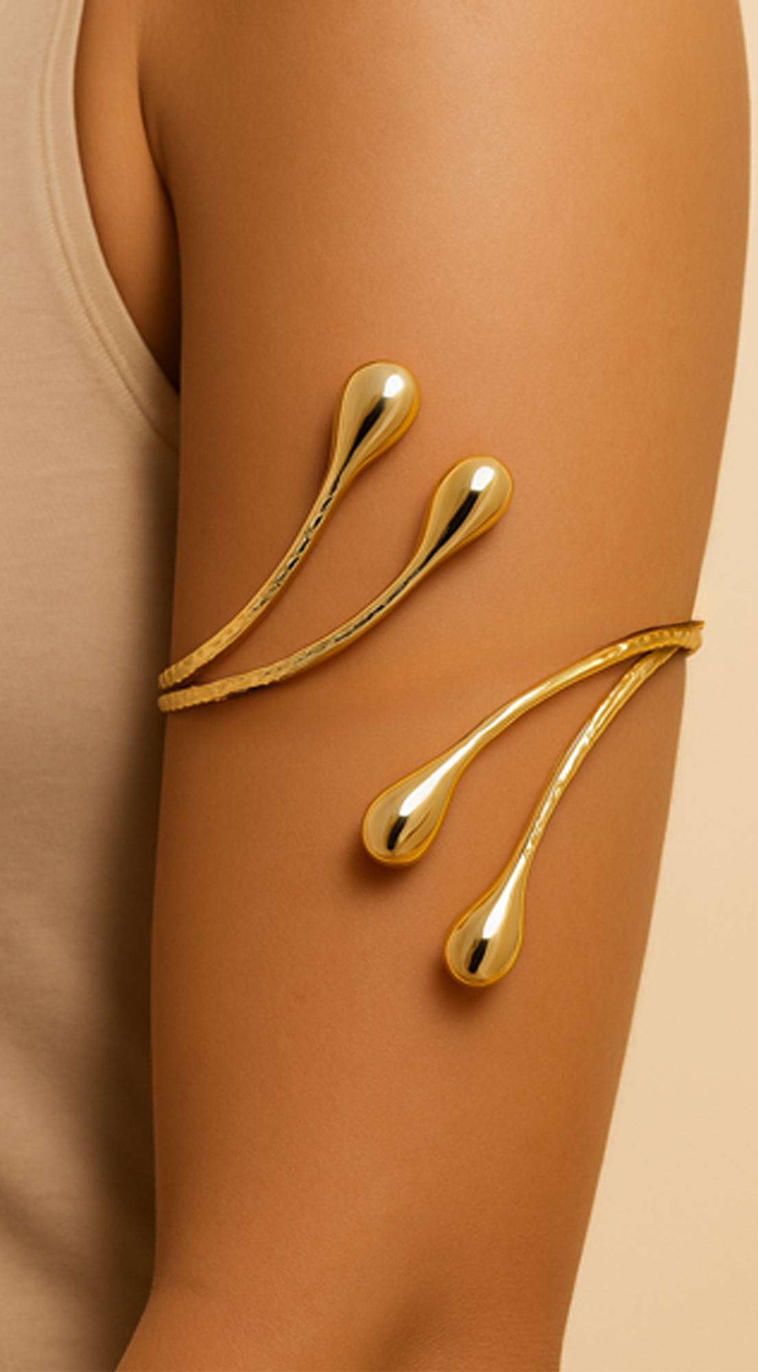 Teardrop Adjustable Arm Cuff Bracelet - Gold