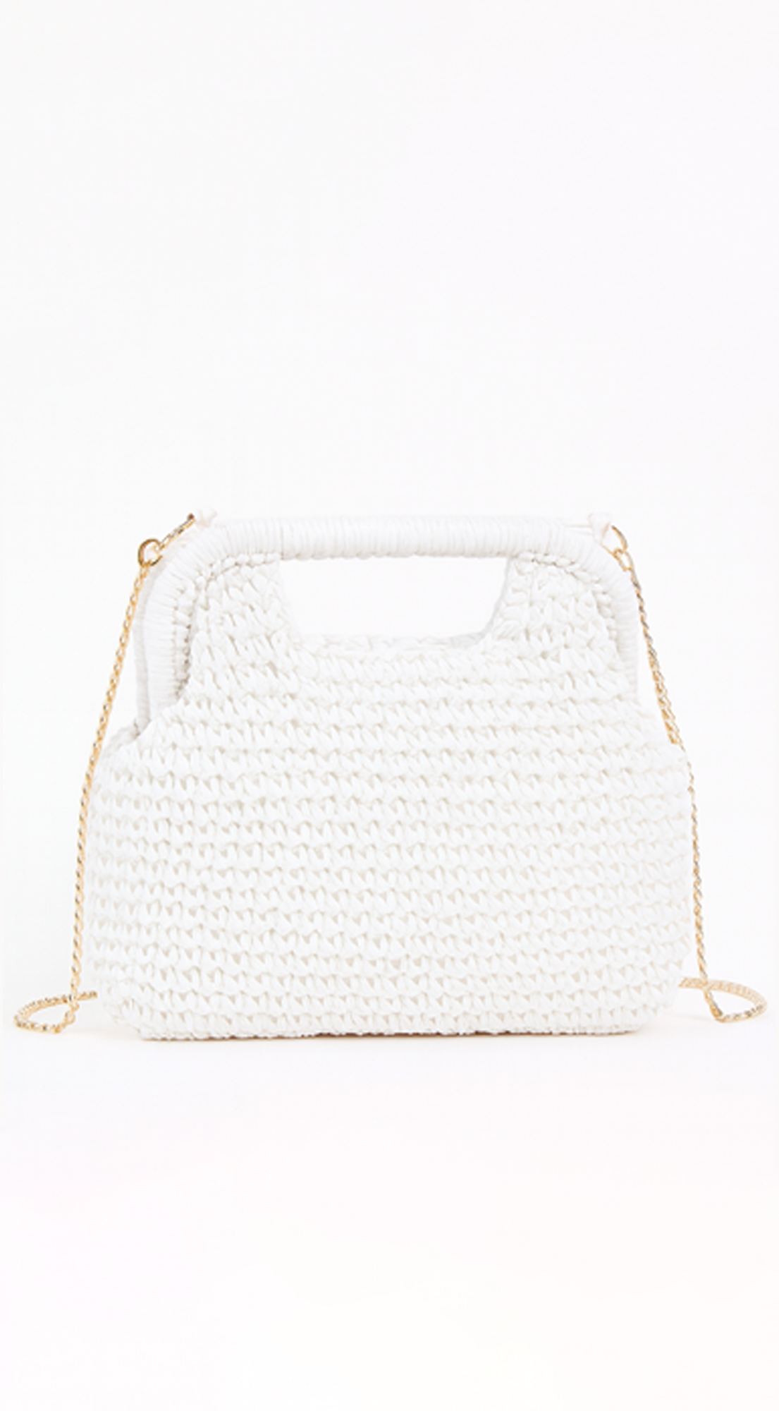 Palmira Faux Straw Clutch - White